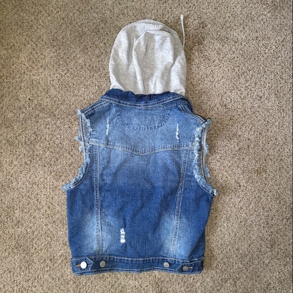 Y2K Hooded Jean Vest - Picture 2 of 3